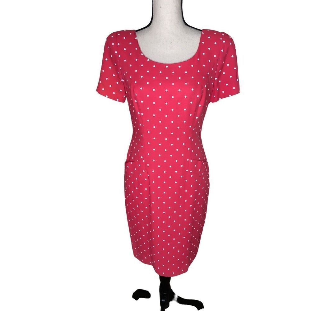 Vintage Santa Fe by Jim Tremblay Pink & White Polka Dot Barbiecore Sheath Dress